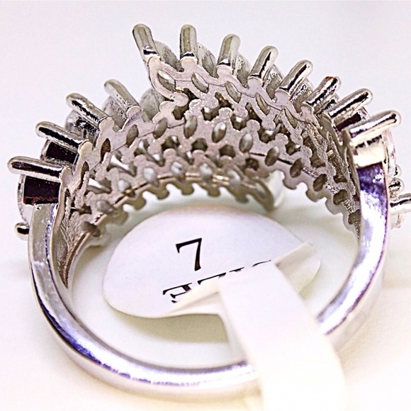 925 Silver & White Sapphire 3-Layer Bling Ring - Picture 5 of 6